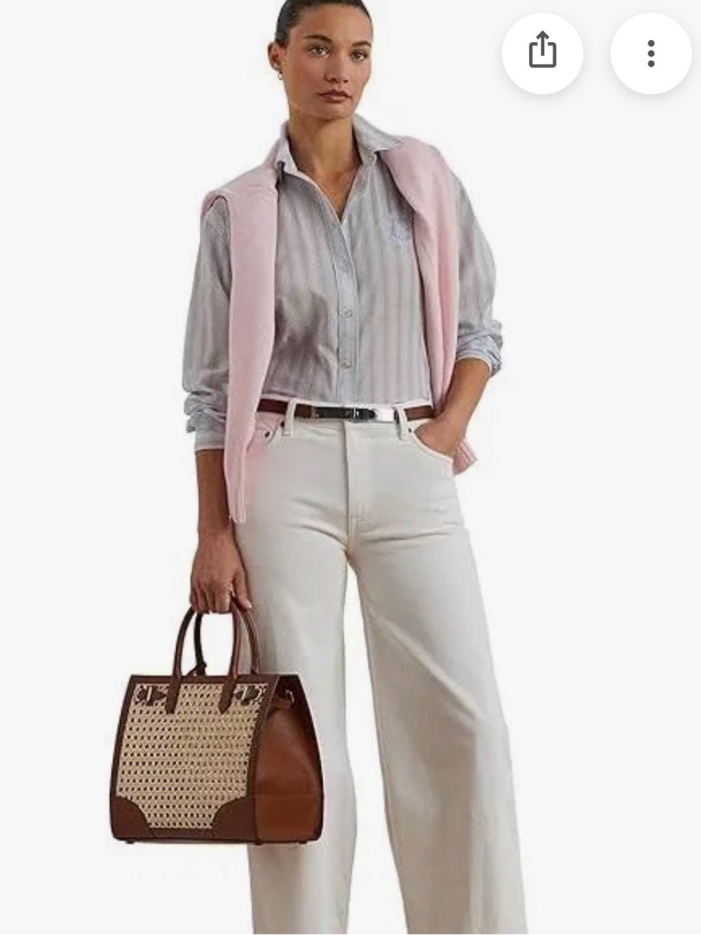 NWT $145 Ralph Lauren High-Rise Wide-Leg Jeans in White 18 w Resortwear - Picture 5 of 8